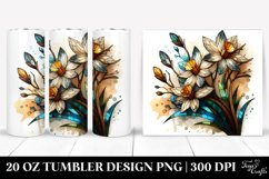 Abstract Wooden Stained Narcissus Watercolor Tumbler Design Product Image 1