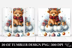 Highland Cow with Christmas Ornaments, 20 Oz Tumbler Product Image 1