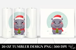 Cute Baby Hippo with Christmas Tree, 20 Oz Tumbler Product Image 1