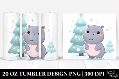 Cute Baby Hippo with Christmas Tree, 20 Oz Tumbler Product Image 1