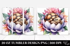 Watercolor Turtle Sleeping Flower Tumbler Product Image 1