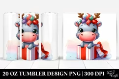 Pastel Hippo with Reindeer Horns 20 Oz Tumbler Product Image 1