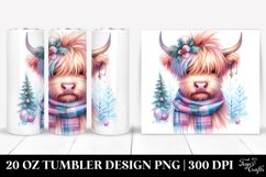 Expressive Highland Cow in Winter Attire, Transparent 20 Oz Product Image 1