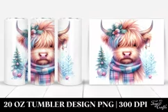 Expressive Highland Cow in Winter Attire, Transparent 20 Oz Product Image 1