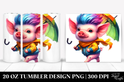 Cute Baby Pig with Cool Haircut, Style 20 Oz Tumbler Product Image 1