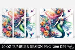 Mermaid Floral Wreath Drawing | 20 oz Tumbler Product Image 1