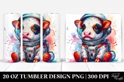 Colorful Astronaut Cow. 20 Oz Tumbler Design Product Image 1