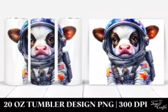 Colorful Astronaut Cow. 20 Oz Tumbler Design Product Image 1
