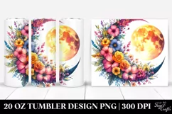 Vibrant Moon Flowers Drawing | 20 oz Tumbler Product Image 1