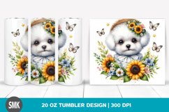 Watercolor Cute Baby Bichon Frise Clipart | 20 oz Tumbler Product Image 1