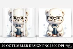 Cute Baby Polar Bear on Book | 20 oz Tumbler Product Image 1