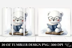 Cute Baby Polar Bear on Book | 20 oz Tumbler Product Image 1
