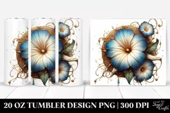 Detailed Wooden Morning Glory, Round Watercolor Splash | 20 Product Image 1