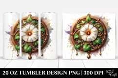Detailed Wooden Morning Glory, Round Watercolor Splash | 20 Product Image 1