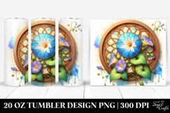 Detailed Wooden Morning Glory, Round Watercolor Splash | 20 Product Image 1