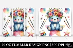 Cartoon Bear Flower Crown 20 Oz Tumbler Product Image 1