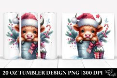 Cute Highland Cow with Christmas Branches, 20 Oz Tumbler Product Image 1