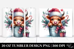Cute Highland Cow with Christmas Branches, 20 Oz Tumbler Product Image 1