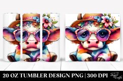 Colorful Layered Watercolor Baby Cow Tumbler Product Image 1