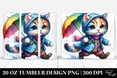 Proud Baby Cat with Raincoat and Umbrella 20 Oz Tumbler Product Image 1