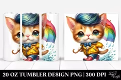 Proud Baby Cat with Raincoat and Umbrella 20 Oz Tumbler Product Image 1