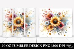 Colorful Watercolor with Sunflower | 20 oz Tumbler Product Image 1