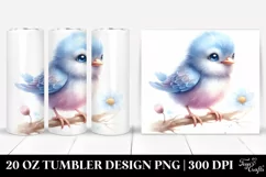 Watercolor Image with Baby Bird | 20 oz Tumbler Product Image 1