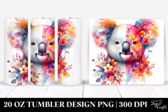 Vibrant Koala Flowers. 20 Oz Tumbler Design Product Image 1