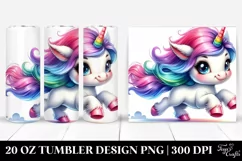 Cute Running Unicorn Drawing | 20 oz Tumbler Product Image 1