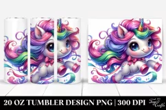 Cute Running Unicorn Drawing | 20 oz Tumbler Product Image 1