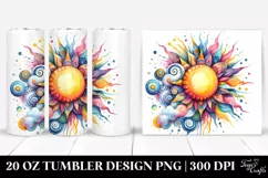 Colorful Whimsical Vibrant Sun Watercolor | 20 Oz Tumbler Product Image 1