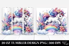 Colorful Rainbow Unicorn. 20 Oz Tumbler Design Product Image 1