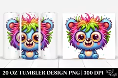 Cute Colorful Cartoon Crazy Small Baby Bear | 20 Oz Tumbler Product Image 1