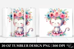 Cartoon Monkey Flower Crown 20 Oz Tumbler Product Image 1