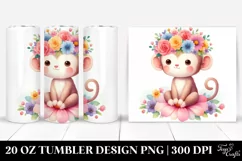 Cartoon Monkey Flower Crown 20 Oz Tumbler Product Image 1