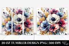 Abstract Bouquet, Gold Foil with Anemone | 20 Oz Tumbler Product Image 1