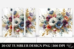 Abstract Bouquet, Gold Foil with Anemone | 20 Oz Tumbler Product Image 1
