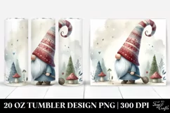 Whimsical Gnome Washed Watercolor | 20 oz Tumbler Product Image 1