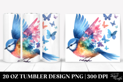 Colorful Bird with Butterflies, 20 Oz Tumbler Product Image 1