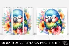 Colorful Watercolor Cute Baby Macaw Sleeping Flor | 20 Oz Product Image 1