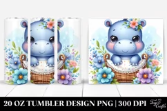 Cute Colorful Watercolor Small Baby Hippo Cradle Blue Product Image 1