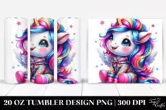 Smiling Baby Unicorn Drawing | 20 oz Tumbler Product Image 1