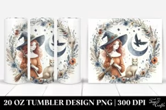 Boho Witch and Cat Watercolor | 20 oz Tumbler Product Image 1