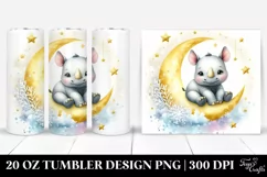 Cute Baby Rhino on Moon 20 Oz Tumbler Product Image 1