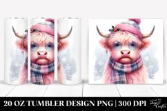 Cute Highland Cow with Christmas Decor, Transparent 20 Oz Product Image 1