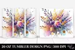 Abstract Bouquet, Gold Foil with Vibrant Lavender | 20 Oz Product Image 1