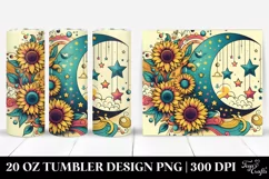 Retro Colorful Half Moon with Stars and Sunflowers | 20 oz Product Image 1