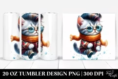Cute Baby Cat Jumping Winter | 20 oz Tumbler Product Image 1