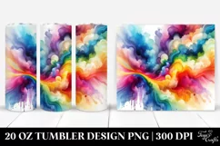 Colorful Vibrant Rainbow Watercolor Abstract | 20 Oz Tumbler Product Image 1