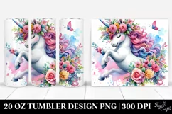 Unicorn Dancing Floral Wreath | 20 oz Tumbler Product Image 1